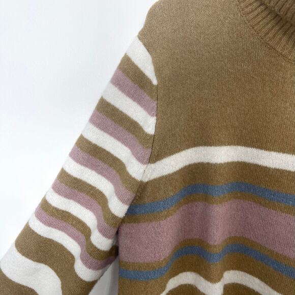 A Beautiful Soul plus size 18 20 taupe sweater turtleneck stripe mauve soft - Picture 4 of 14